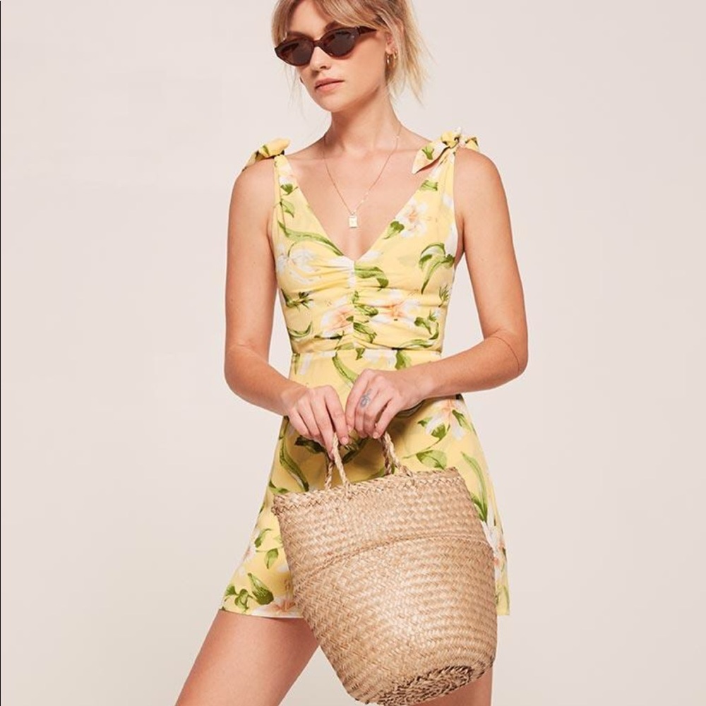 Reformation Carmensita Dress yellow floral size 2